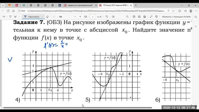 1212 графическая интерпретация производной