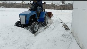 Василёк в работе. Чистка територии от снега.