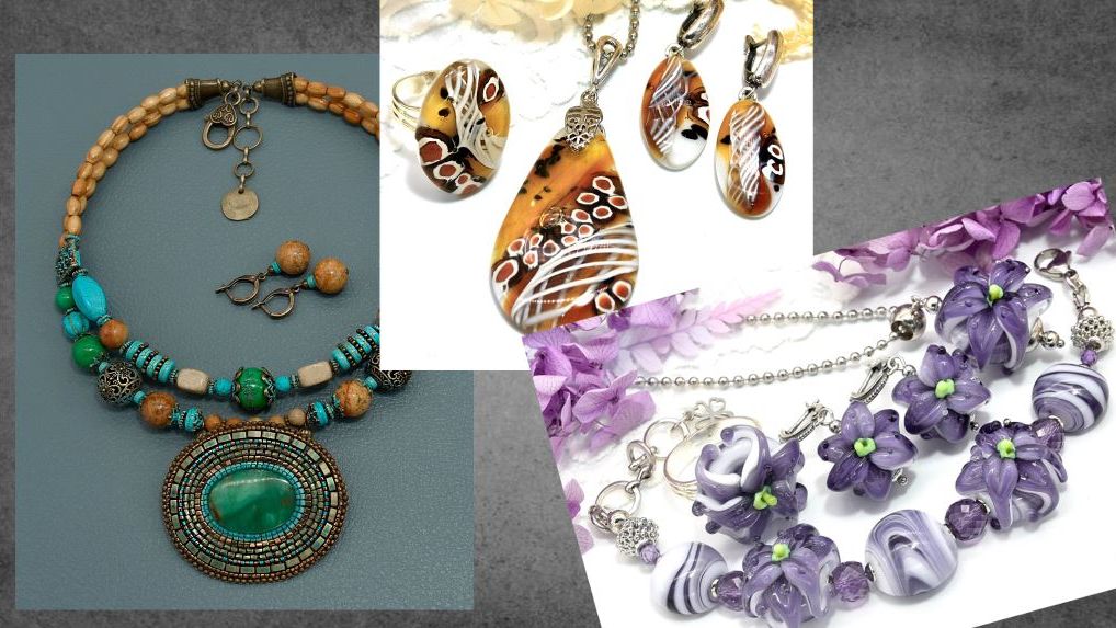 Украшения из стекла и камней.