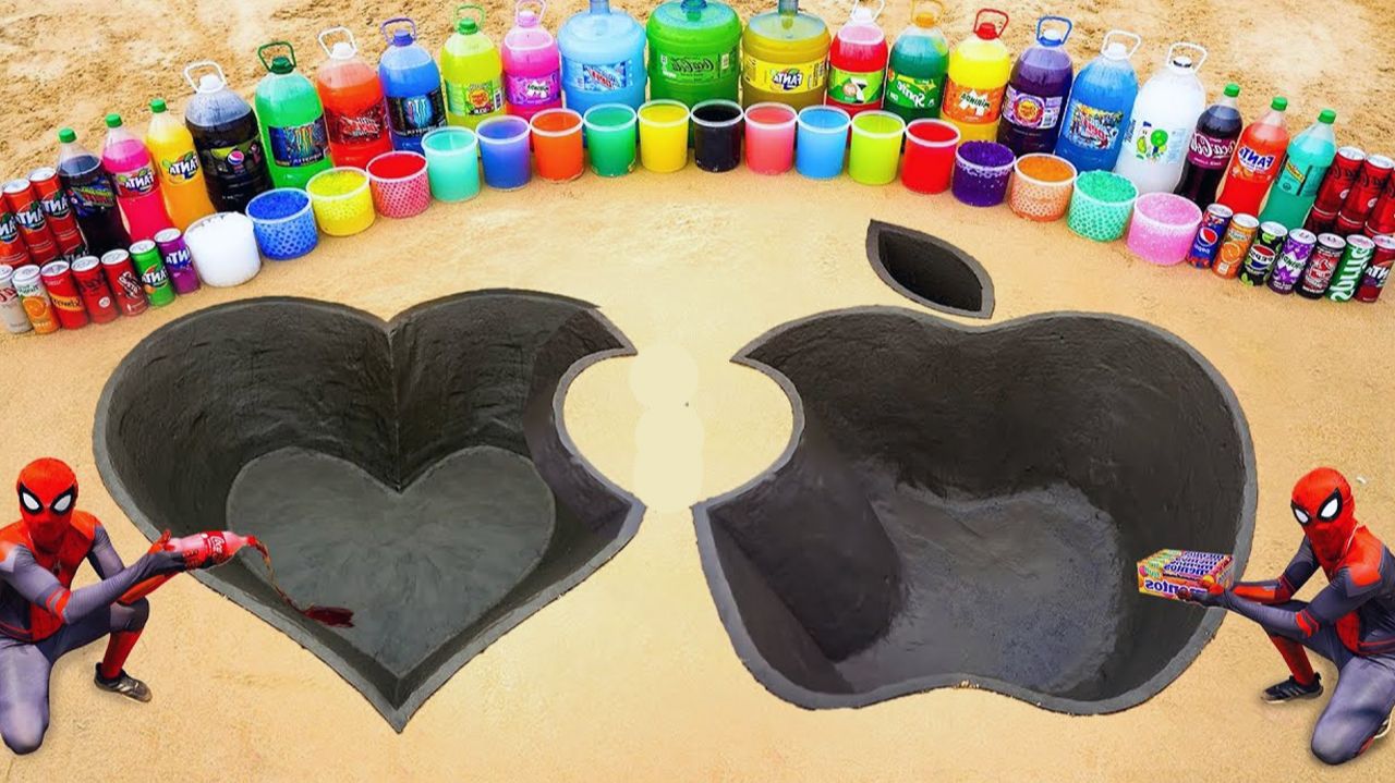 Мультики для детей про Эксперимент с песком. Копаем сердечко и яблоко АЙФОН. Мультики малышам