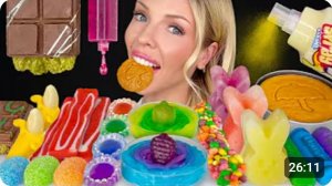 ASMR MUKBANG, Rainbow Desserts, Squid Game Dalgona Cookie, Banana Sour Spray, Du