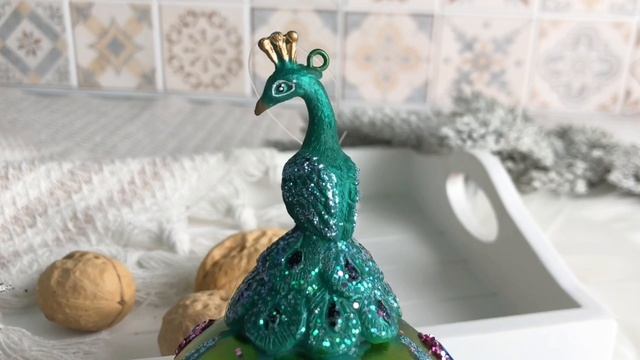 Ёлочная игрушка-шар ПАВЛИН ЗАТЕЙНИК, стекло, 14 см, 1001001