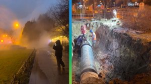 Фонтан доходил до крыши ресторана. Подробности прорыва трубы с кипятком в Санкт-Петербурге