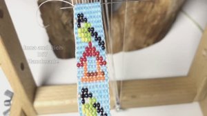 Схема, браслет Покорми синичку. Бисероплетение на станке