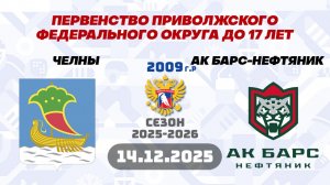 14.12.2025 ЧЕЛНЫ vs АК БАРС-НЕФТЯНИК 2009  LIVE 10:30 ПЕРВЕНСТВО ПФО ДО 17 ЛЕТ