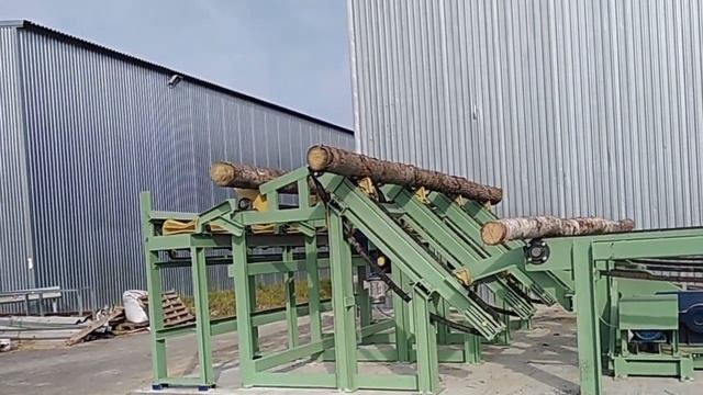 Участок подачи бревен (эстакада бревен, разобщитель бревен и поштучная выдача)