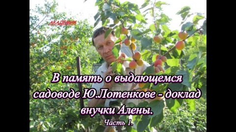 В память о выдающемся садоводе Ю.Лотенкове - доклад внучки Алены. Часть 1.