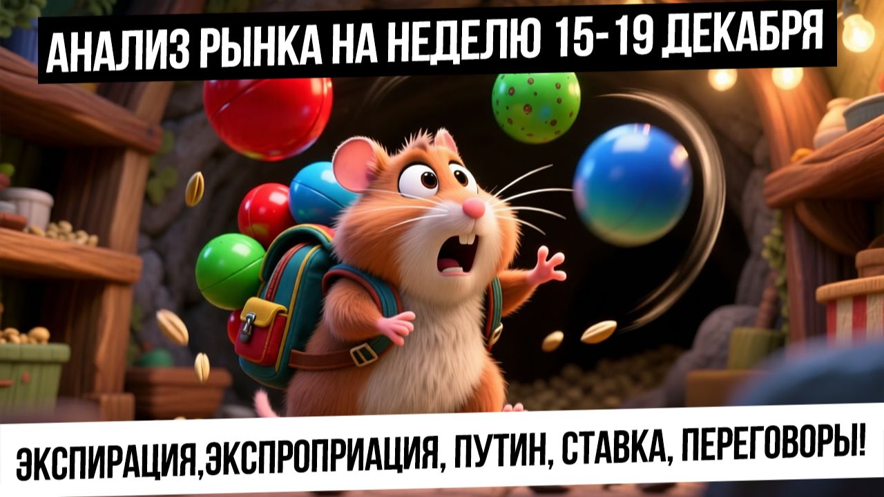 Анализ рынка на неделю 15-19 декабря. Экспирация,экспроприация, Путин, Ставка ЦБ! Рубль! Газ!