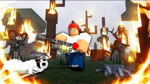 Не давайте ребёнку огнемёт в игре «99 ночей в лесу» Анимация Роблокс