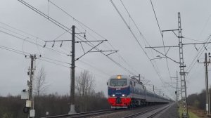 Электровоз ЭП2К-209 с поездом "Невский экспресс", перегон Рябово - Любань