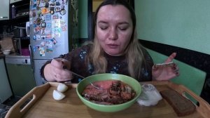 Борщ на говяжей косточке #мукбанг#еда#вкусно