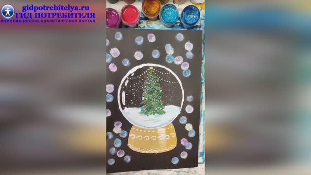 Как нарисовать новогодний шар красками