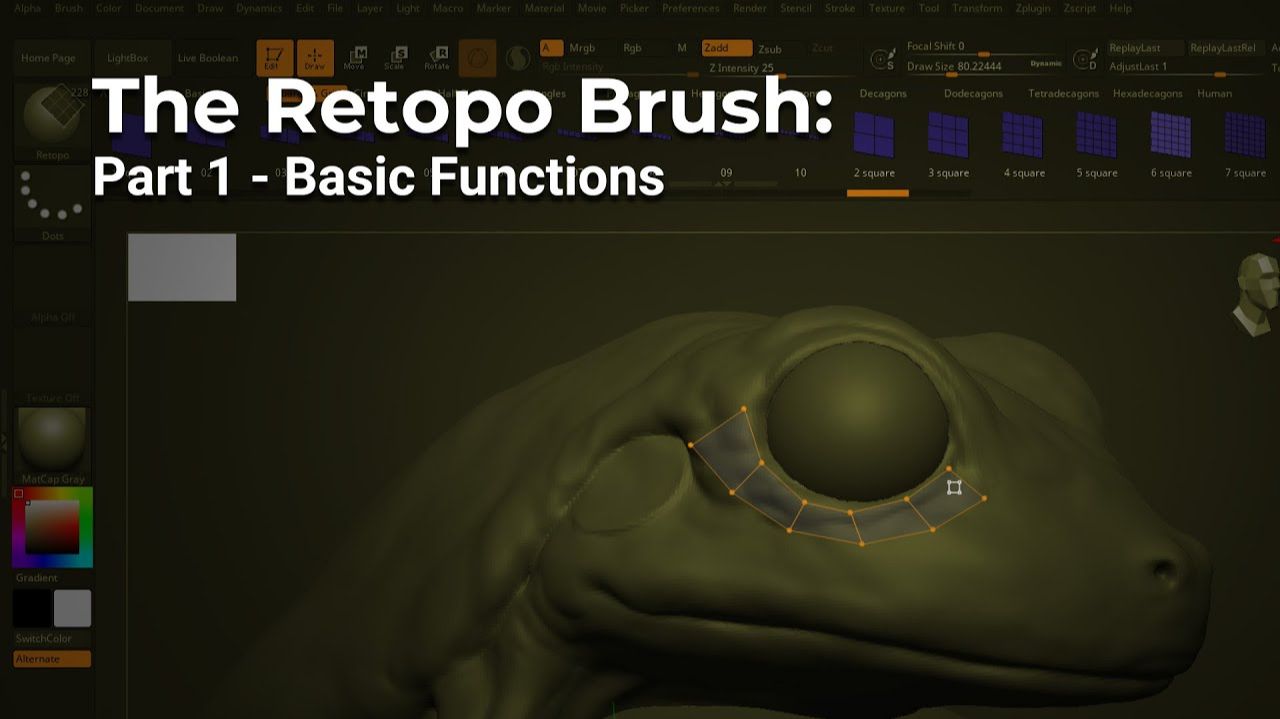 Начало работы с Retopology Brush в ZBrush Desktop | Основы ретопологии для новичков