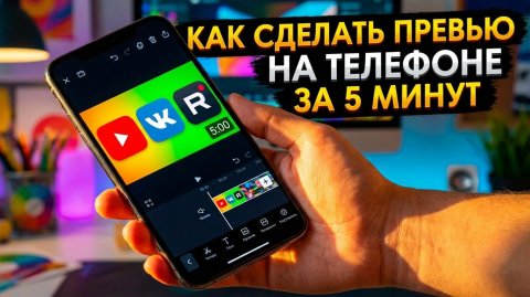 КАК СДЕЛАТЬ ПРЕВЬЮ ДЛЯ ЮТУБА НА ТЕЛЕФОНЕ ЗА 5 МИНУТ!