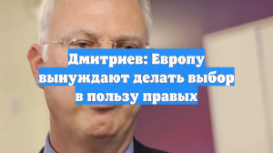 Дмитриев: Европу вынуждают делать выбор в пользу правых