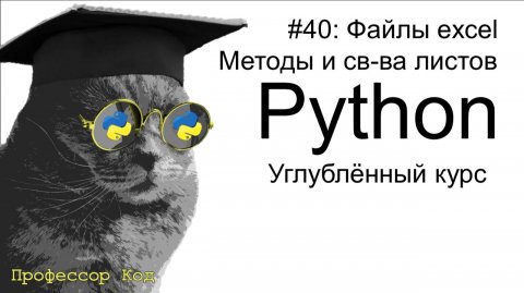 Файлы excel. Методы и св-ва листов | Python: углубленный курс| Профессор код