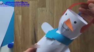 Бумажный снеговик - простая поделка на Новый год