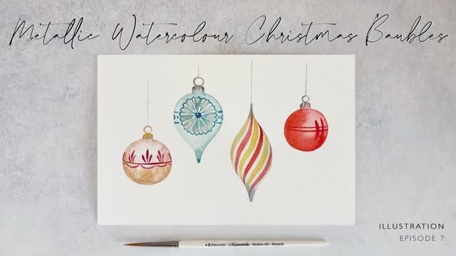 Елочные игрушки акварелью - красиво и просто! смотреть онлайн