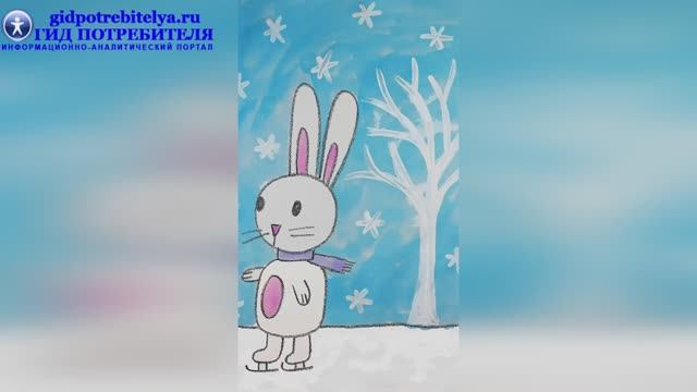 Как нарисовать зайчика на коньках красками