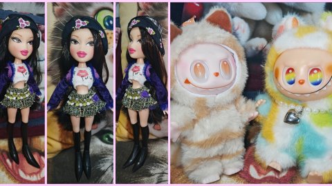 прекрасная куколка Братц из Китая, куплена на озоне, она великолепна, и радужный Лабубу