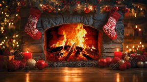 🔥 Уютный новогодний камин с носками | Тёплая рождественская атмосфера и треск дров