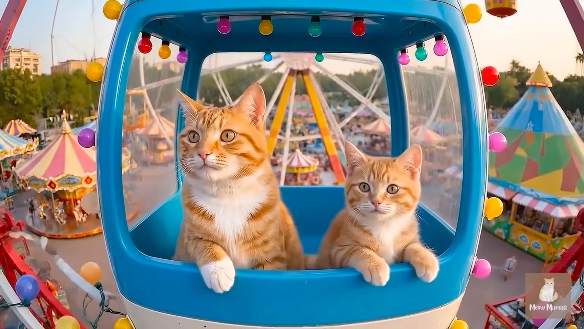 😹Мама кошечка со своим маленьким сыночком пошли кататься на аттракционах🔥