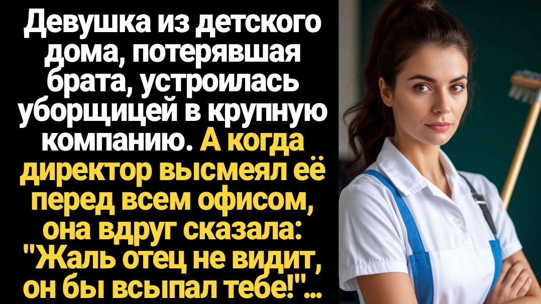 ИСТОРИИ ИЗ ЖИЗНИ/Девушка из детдома, потерявшая брата, устроилась уборщицей в крупную компанию
