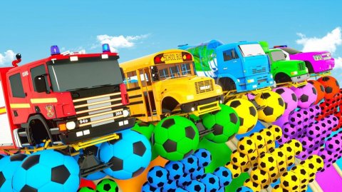 Разноцветные машинки мячи и гигантские яйца детские стишки и песенки мультики про машинки для детей