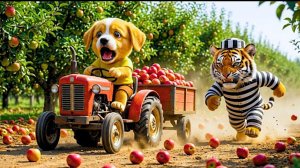 Мультики для детей, львёнок украл у собачки синий трактор, мультфильм/мультик