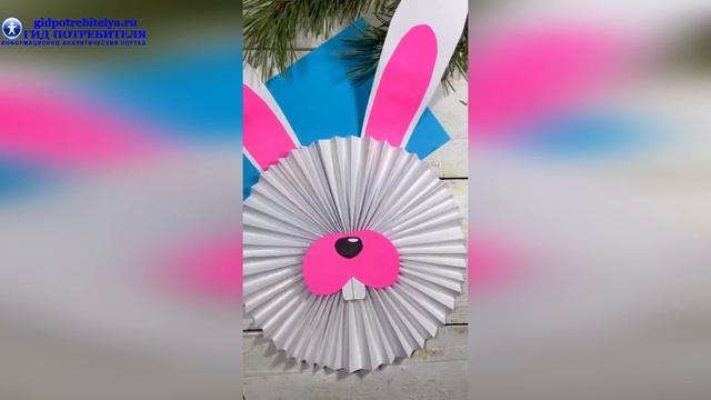 Бумажная мордочка зайчика - объемная новогодняя поделка