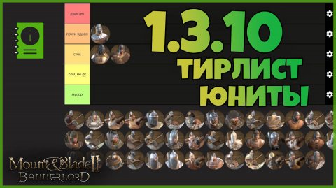 Тирлист юнитов версии 1.3.10. War Sails. Mount & Blade Bannerlord.