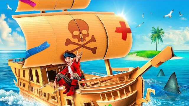 ГИГАНТСКАЯ КАРТОННАЯ ЛОДКА Челлендж ! Часть 3