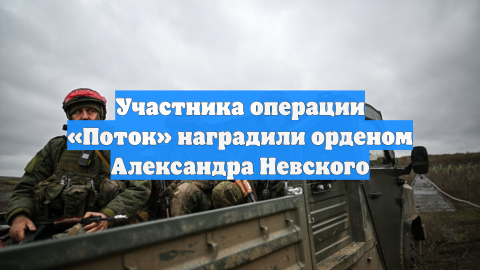 Участника операции «Поток» наградили орденом Александра Невского