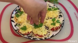 Вкусная закуска к шашлыку и мясным блюдам из помидоров.