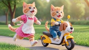 От страха к надежде: Мама-кошка спасает игрушечную машинку рыжего котенка и чинит дорогу