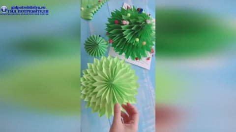 Новогодняя елочка из цветной бумаги - объемная поделка