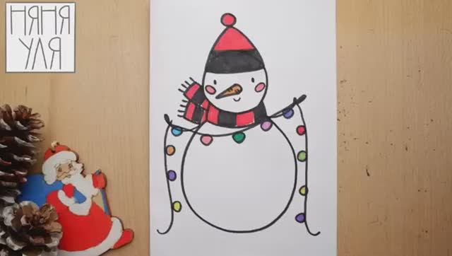 Как нарисовать снеговика фломастерами для детей