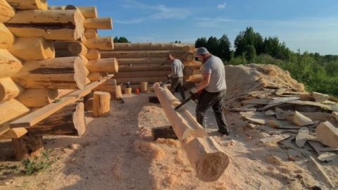 Процесс изготовления сруба. Видео с площадки