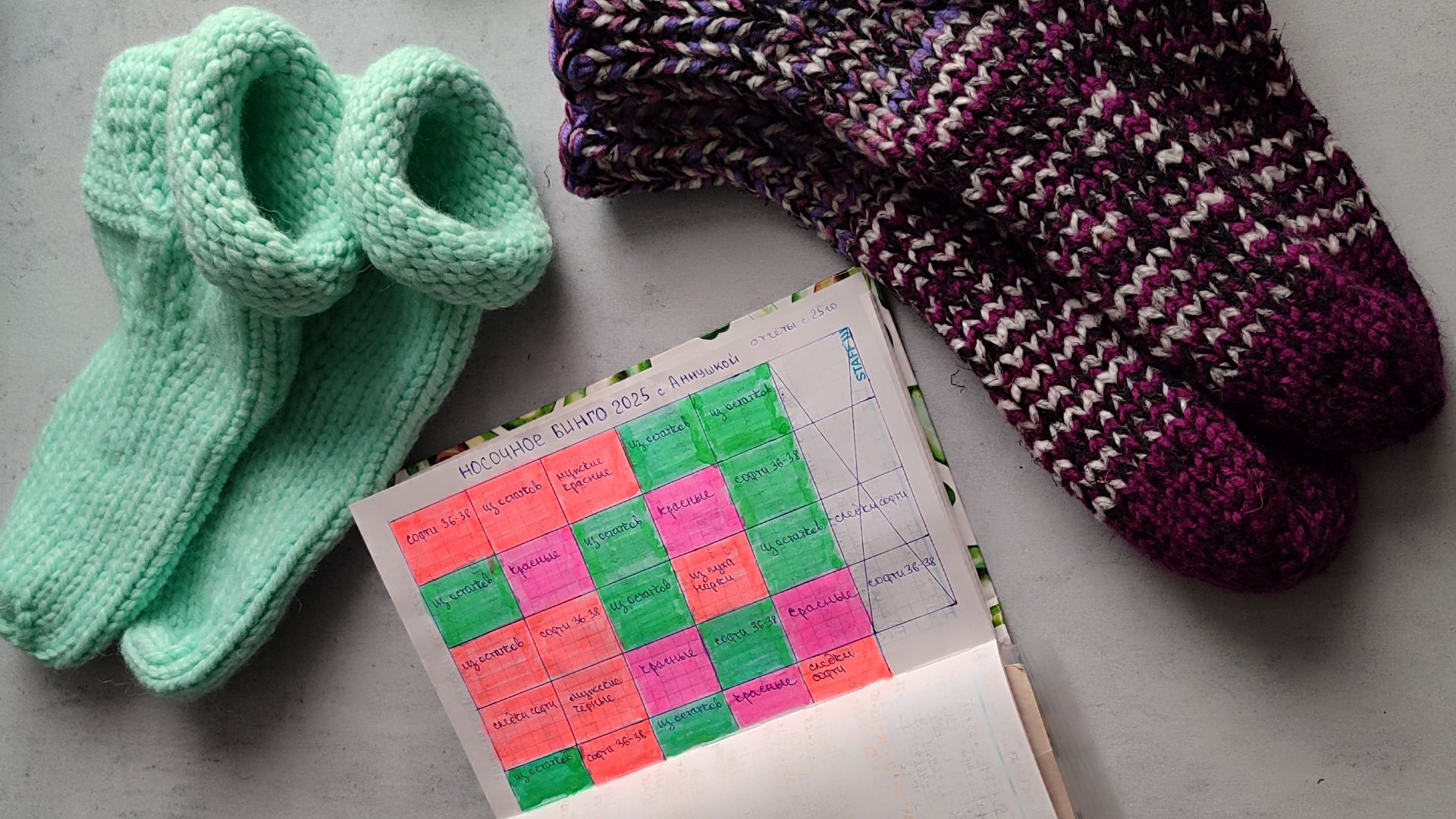 Носочное БИНГО 2025 с Аннушкой / ИТОГИ/ 27 пар = 3 630гр