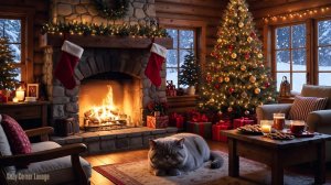 Звуки потрескивающего камина | Зимняя атмосфера для релакса, отдыха и глубокого сна (с музыкой)