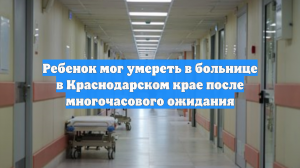 Ребенок мог умереть в больнице в Краснодарском крае после многочасового ожидания