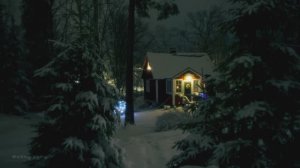 Сильный снегопад ночью в Швеции