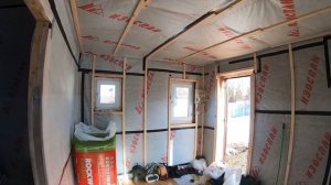 Каркасный дом своими руками. Обрешетка. Монтаж имитации бруса внутри дома. Как это было