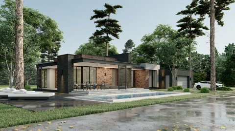 Одноэтажный дом с плоской кровлей