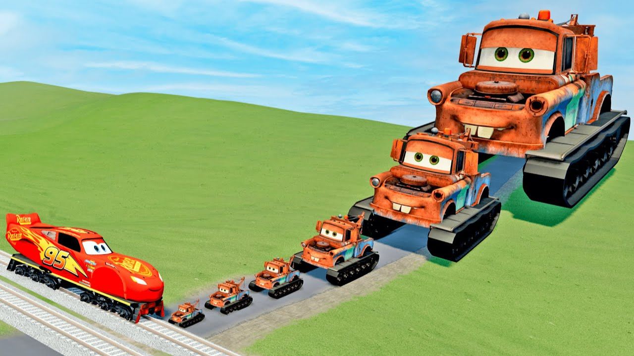 Грузовик Мэтр на гусеницах от ТАНКА против паровозика Молнии Маквин!