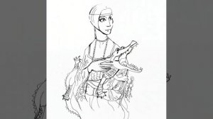 Шарж на картину "Дама с горностаем"