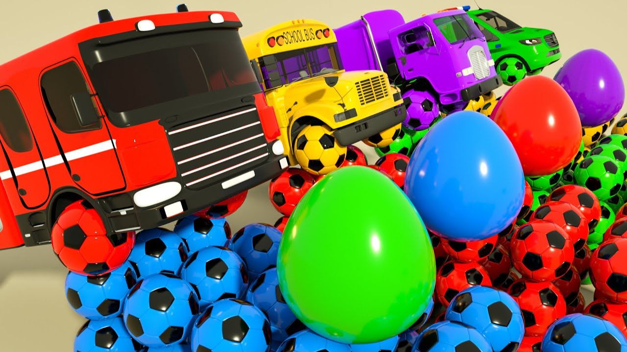 Мультики про машинки - Футбольный мяч разноцветные машинки - Детские стишки и песенки для малышей
