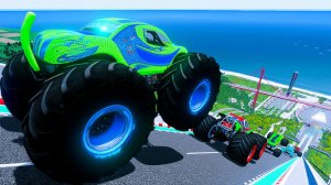 МУЛЬТИКИ ПРО МАШИНКИ Эпические прыжки и столкновения на скоростном монстр-траке Beamng Drive #51