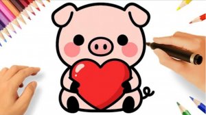 КАК НАРИСОВАТЬ ПРОСТОГО МИЛОГО ПОРОСЕНКА 🐷❤️