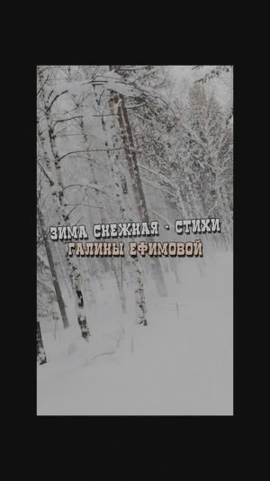 ЗИМА СНЕЖНАЯ. стихи Галины Ефимовой, видео- личные фото автора.